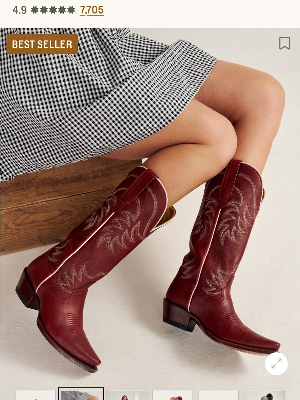 Tecovas The Annie Scarlet Cowhide Women's Red Embroidered Leather Cowgirl Boots - Picture 2 of 16